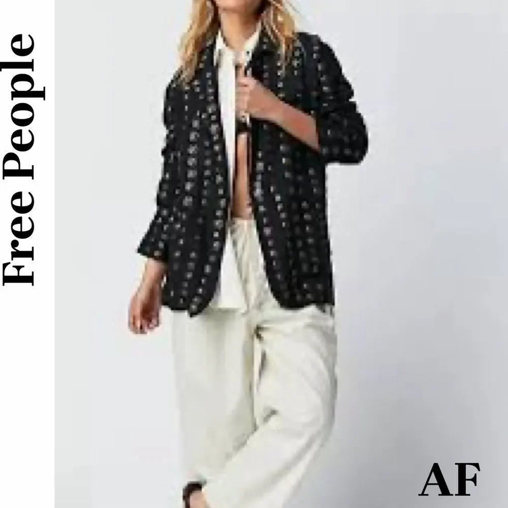 Free People Corrie Coin Blazer Black Bronze Coins Medium New